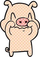 nervous cartoon pig vector