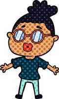 cartoon woman wearing spectacles vector