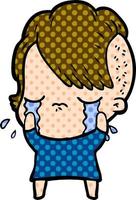 cartoon crying girl vector