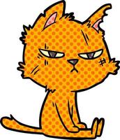 tough cartoon cat sitting vector