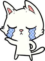 crying cartoon cat vector