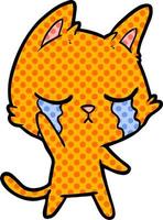 crying cartoon cat vector