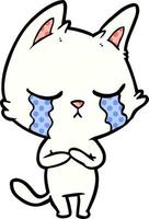 crying cartoon cat vector