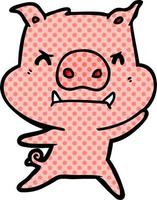 angry cartoon pig vector