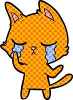 crying cartoon cat vector