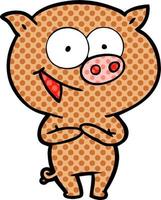 cheerful pig cartoon vector