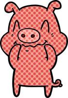 nervous cartoon pig vector