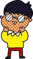 cartoon boy wearing spectacles vector