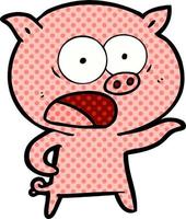 cartoon pig shouting vector