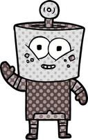 happy cartoon robot waving hello vector