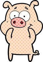 happy cartoon pig vector