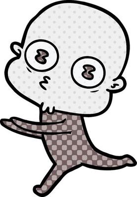 cartoon weird bald spaceman running
