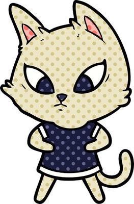 confused cartoon cat in clothes