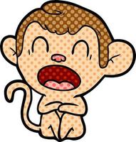 yawning cartoon monkey vector