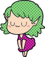 happy cartoon elf girl wearing dress vector