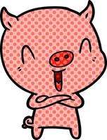 happy cartoon pig vector