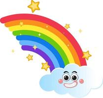 Rainbow with clouds in cartoon style vector