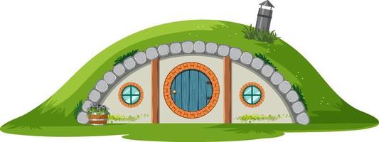 casa hobbit aislada sobre fondo blanco vector