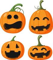 Set of halloween pumpkin on white background vector