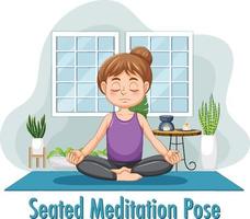 Woman doing yoga at home vector