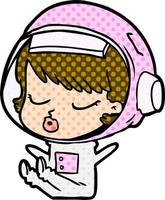 cartoon pretty astronaut girl vector