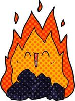 cartoon blazing coal fire vector