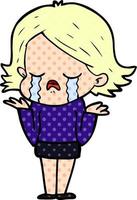 cartoon girl crying vector