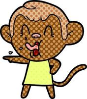 crazy cartoon monkey in dress pointing vector