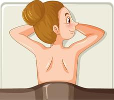 Back of woman lying on spa bed vector