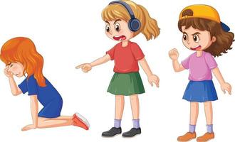 Bullying kids cartoon character vector