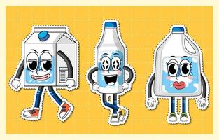 Milk cartoon character on grid background vector