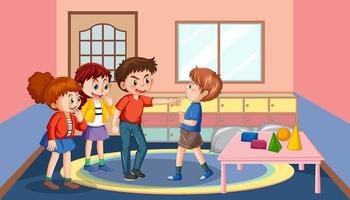 School bullying with student cartoon characters vector