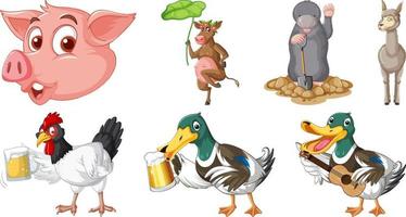 Set of various animals cartoon characters vector