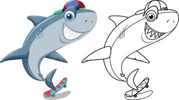 Doodle animal character for shark vector