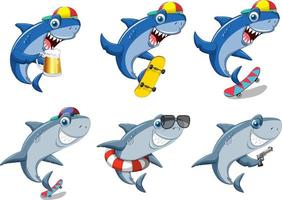 Different sharks in summer beach vector