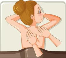 A woman getting back massage spa vector