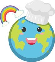 Earth wears chef hat with face expression vector