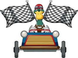 Soapbox derby with duck driving car vector