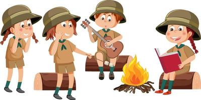 Children in camping outfit vector