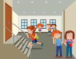 Students at school scene vector