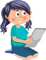 A girl using tablet vector