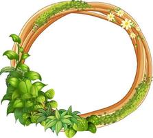 Round frame of liana branches and leaves vector