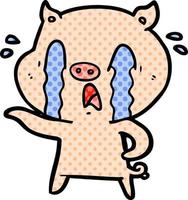 crying pig cartoon vector