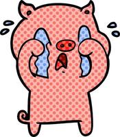 crying pig cartoon vector