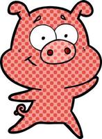 happy cartoon pig vector