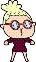 cartoon woman wearing spectacles vector