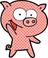 dibujos animados de cerdo alegre vector
