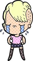 cartoon crying girl vector