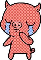 cartoon pig crying vector