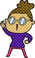 cartoon woman wearing spectacles vector